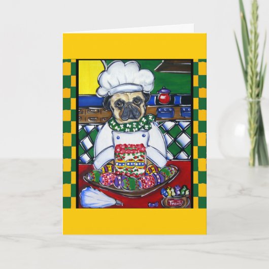 Pasen Chef Pug Feestdagen Kaart (Voorkant)