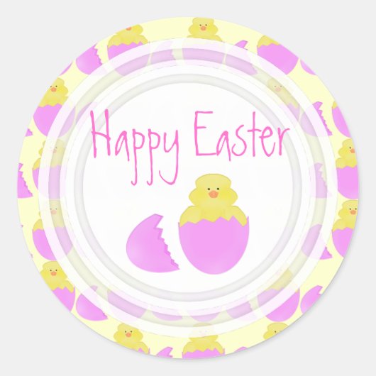 Pasen Chick: Gelukkige Pasen Stickers (Voorkant)