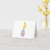 Pasen Chick, Kip op Cupcake BLANK Kaart (Gele Bloem)
