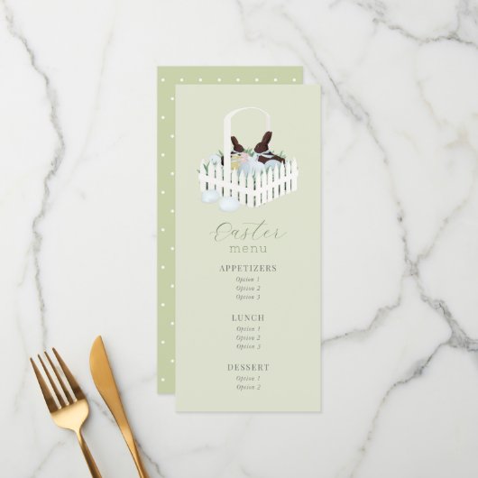 Pasen Chocolade Bunny Basket Menu (Voorkant / Achterkant in situ)