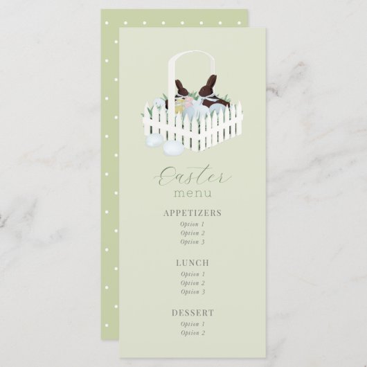 Pasen Chocolade Bunny Basket Menu (Voorkant / Achterkant)