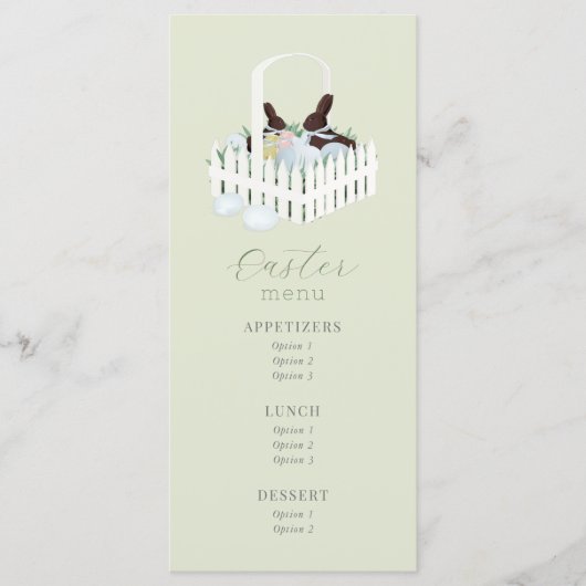 Pasen Chocolade Bunny Basket Menu (Voorkant)