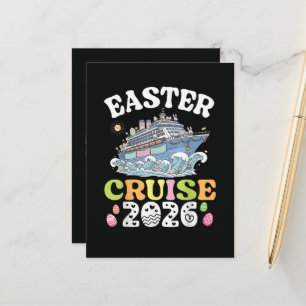 Pasen Cruise 2026 Vakantie Konijn Schip Lente Aankondigingskaart