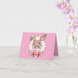 Pasen Cute Bloemige Konijn Luipaard Cadeau  Kaart