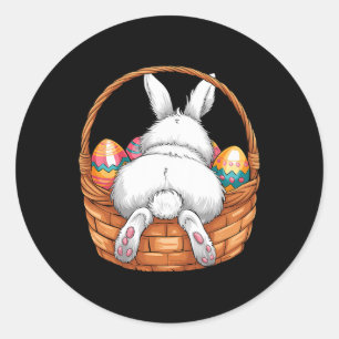 Pasen Cute Bunny Bysket Jacht Chocolade Ei Ronde Sticker