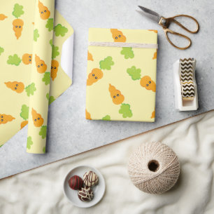 Pasen Cute Oranje Kawaii Wortel Patroon Cadeaupapier