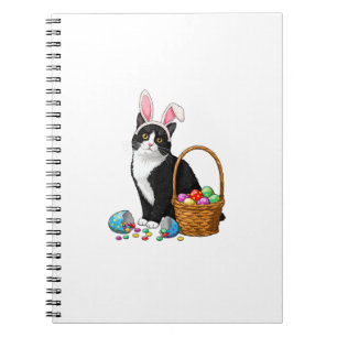 Pasen Dag Kat Konijn Oren Eieren Grafisch Mannen V Notitieboek