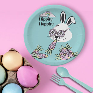 Pasen Dessert Papieren Borden – Retro Hippie Konij Bordje