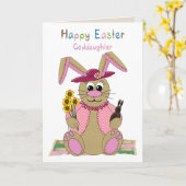 Pasen, Dochter, Gevulde Paashaas Kaart (Gele Bloem)