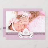 Pasen Drie Roze Foto Geboorte Aankondiging (Voorkant / Achterkant)