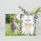 Pasen eerste verjaardagsfeest foto uitnodiging (Staand voorkant)