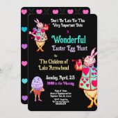 Pasen Egg Hunt Alice in Wonderland Uitnodiging (Voorkant / Achterkant)