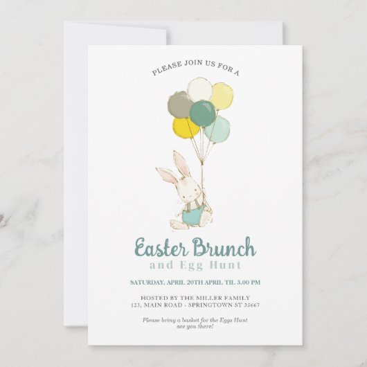 Pasen Egg Hunt & Brunch met Bunny Feestdagenkaart (Voorkant)