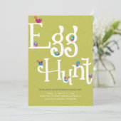 Pasen Egg Hunt en Potluck Invitation Kaart (Staand voorkant)
