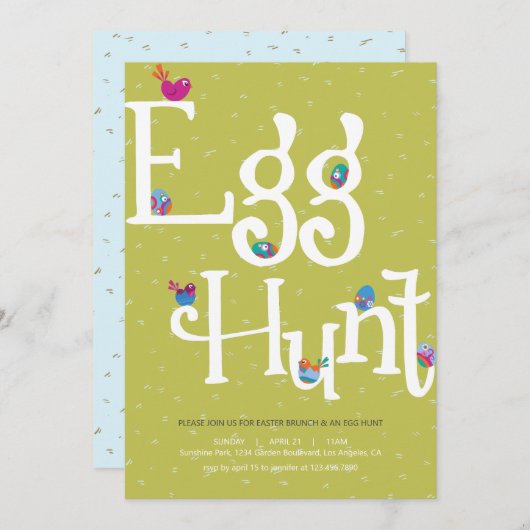 Pasen Egg Hunt en Potluck Invitation Kaart (Voorkant / Achterkant)