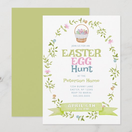 Pasen Egg Hunt Kaart (Voorkant / Achterkant)