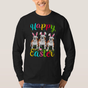 Pasen Ei Bunny Engels Bulldog Gelukkig Pasen T-shirt