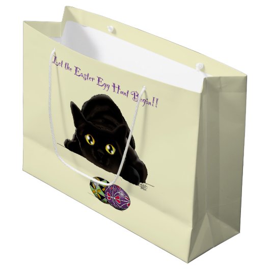 Pasen Ei Hunt Kat Grappig Groot Cadeauzakje (Voorkant Gekanteld)