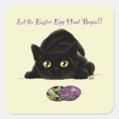 Pasen Ei Hunt Kat Grappig Vierkante Sticker (Voorkant)