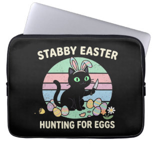 Pasen Eieren Jagen Grappige Kat Laptop Sleeve
