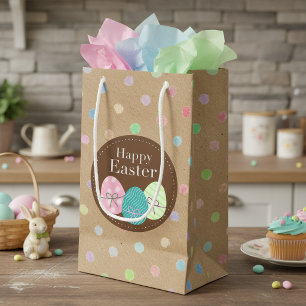 Pasen Eieren Stippen Op Nep Kraft Papier Klein Cadeauzakje