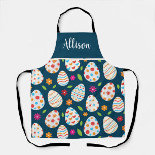 Pasen eierpatroon met bloemen aangepaste naam Schort
