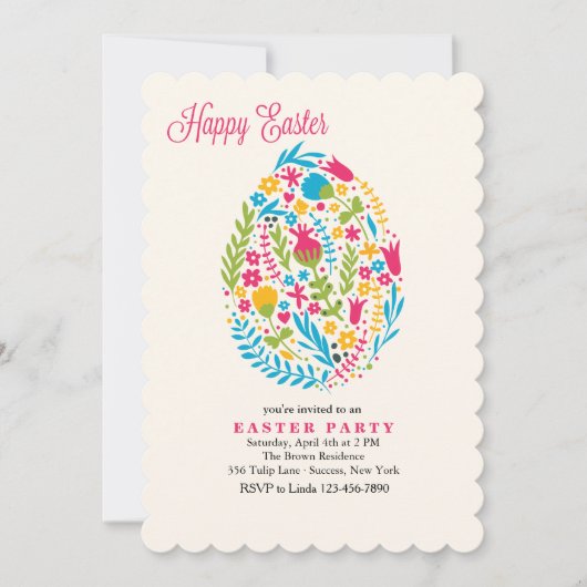 Pasen Floral Egg Kaart (Voorkant)