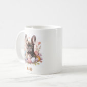 Pasen Franse Bulldog eieren en bloemen - Koffiemok (Voorkant links)