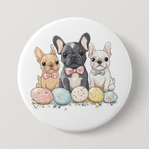 Pasen Franse Bulldogs Ronde Button 7,6 Cm