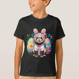 Pasen fret cosplay konijn jagen kleurrijke eieren t-shirt