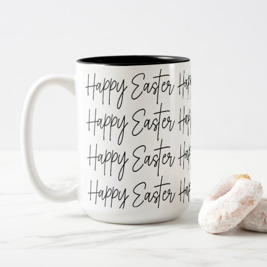 Pasen Gelukkig Pasen Tweekleurige Koffiemok (Met donut)