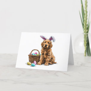 Pasen Golden Retriever Puppy Bunny Ears Feestdagen Kaart