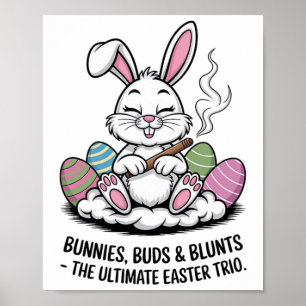 Pasen grap humoristische konijnen knoppen stompe t poster