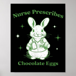 Pasen Grappige Verpleegster Schrijft Chocolade Eie Poster
