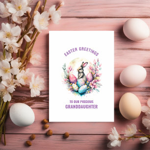 Pasen Groet Kleindochter Bunny + Eieren Kaart