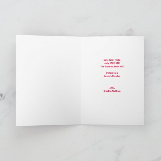 Pasen Groet Kleindochter Bunny Hart Ballonnen Kaart (Binnen)