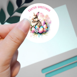 Pasen Groeten Schattige Little Bunny Custom Ronde Sticker