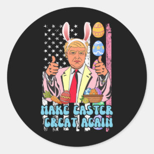 Pasen Grote Opnieuw Grappige Trump Paasdag Konijnt Ronde Sticker