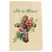 Pasen "Hij is gerezen" met aanpasbaar interieur Medium Cadeauzakje (Voorkant)