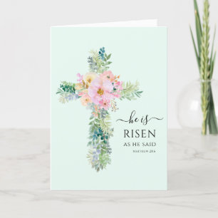 Pasen Hij is Risen Greenery Waterverf Cross Feestdagen Kaart