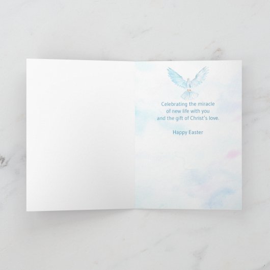 Pasen Hij is verrezen met kruis en duif Kaart (Binnen)