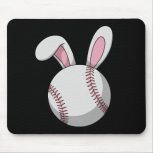Pasen Honkbal Bunny Schattige Rabbit Ears Muismat