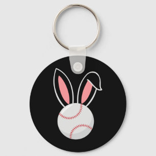 Pasen honkbal konijn oren leuk honkbal fan Pasen Sleutelhanger
