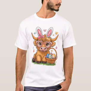 Pasen Hoogland Koe Cute Paashaas Boer W T-shirt