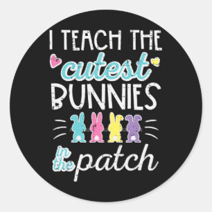 Pasen Ik leer Schattigee konijnen Patch Schattige  Ronde Sticker