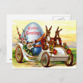 Pasen in auto feestdagenkaart (Voorkant / Achterkant)