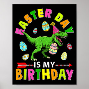 Pasen Is Mijn Verjaardag T-rex Kleurrijke Chocolad Poster