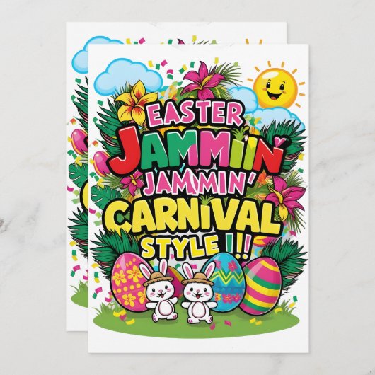 Pasen Jammin' Carnaval Style kaarten (Voorkant / Achterkant)