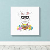 Pasen Jongens Meisjes Kinderen Peuter Konijn Konij Canvas Afdruk (Insitu (Houten vloer))