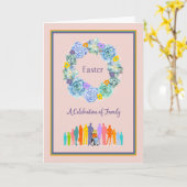 Pasen Kaart Familie vieren (Gele Bloem)